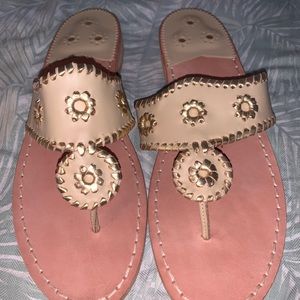 Jack Rogers Tan and Gold Sandal